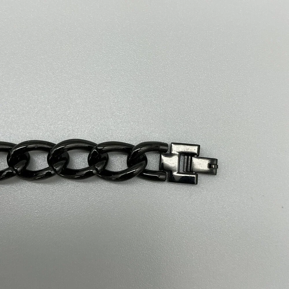 SO&CO Womens Watch 18mm Black Dial Crystal Bezel Chain Bracelet New Battery 7.5